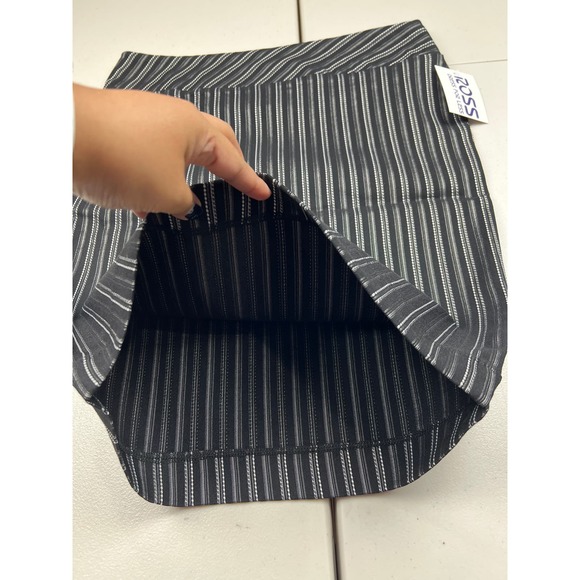 Mixxed26 Women LARGE Black Striped Pencil Straight Stretch Pull On Skirt Bottom - Picture 5 of 9